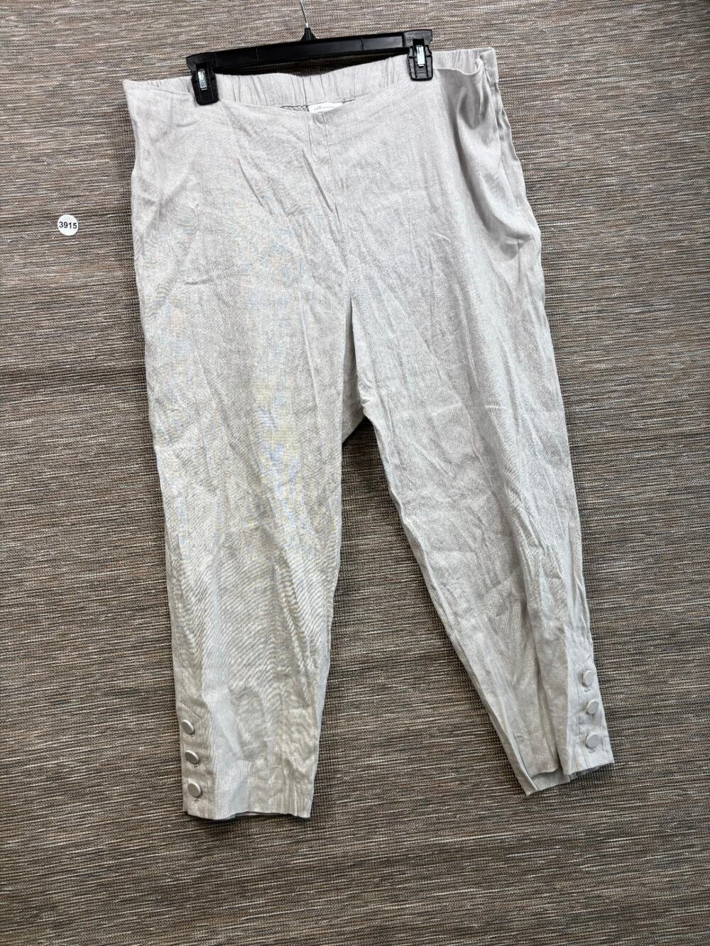 J Jill Linen Stretch Cropped Pants Womens Size XLP Solid Beige High-Rise Stretch